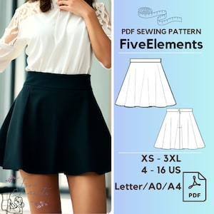 Summer Skirt Sewing Pattern Casual Circle Skirt PDF Sewing Pattern Women Clothing Pattern