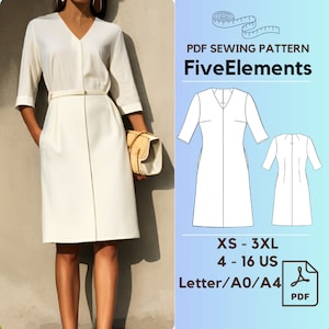 Women Linen Dress Pattern Casual Loose Dress PDF Sewing Pattern Summer Simple Dress Pattern