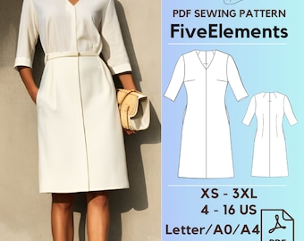 fitted lace wedding dress Shirt Dress GISELLE Sewing Pattern PDF – Button Down Dress main image 1
