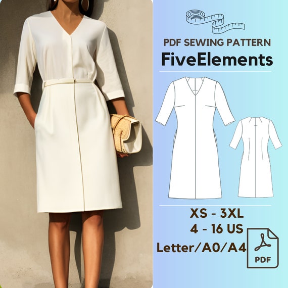 Women Linen Dress Pattern Casual Loose Dress PDF Sewing Pattern Summer Simple Dress Pattern