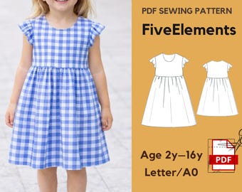 Girls Dress Sewing Pattern PDF | Summer Cute Vacation Dress | Ruffle Summer Dress | Beginner Pattern | Instant Download