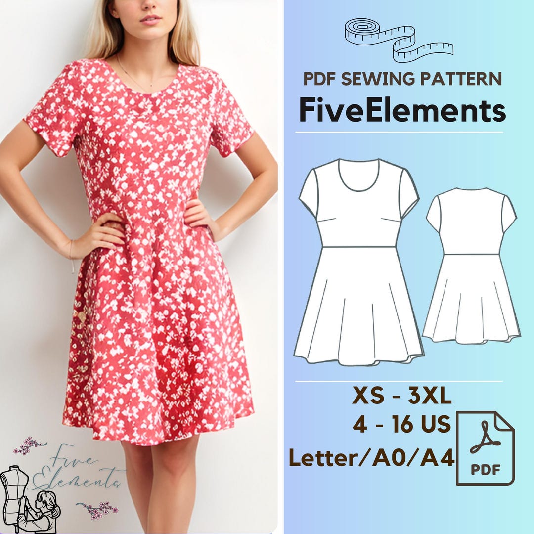 Women Circle Ruffle Dress PDF Sewing Pattern Flowers Summer Formal ...
