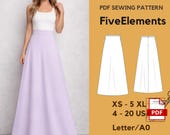 Women Maxi Skirt Sewing Pattern PDF | High Waisted Long A-Line Skirt | Elegant Formal Skirt Pattern | Evening & Bridesmaid Skirt