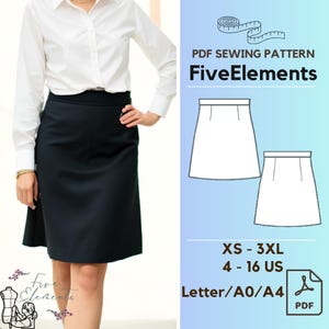 Hochtaillierter Casual Rock PDF Schnittmuster Damen Büro Rock Schnittmuster Einfach Schnittmuster