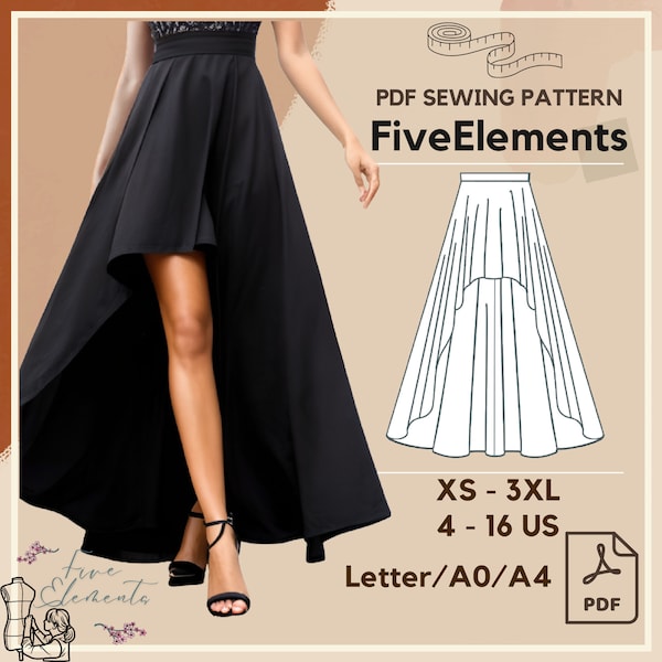 Ruffled High Waist Skirt Sewing Pattern Women Maxi Skirt PDF Pattern Wedding Long Skirt Pattern