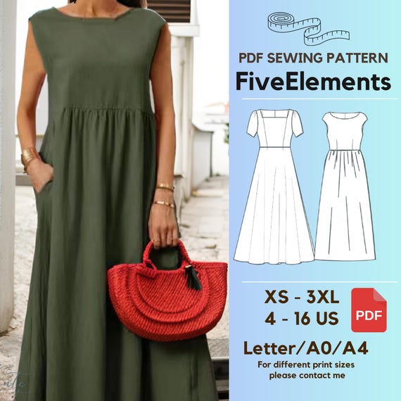 loose linen dress sewing pattern Loose Linen Dress PDF Sewing Pattern/instant Download