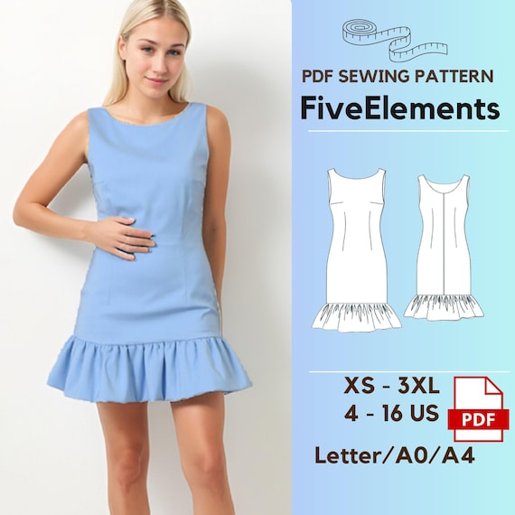 Bridesmaid Dress Sleeveless Summer Dress Sewing Pattern Elegant Linen Dress  Cocktail Dress PDF Ruffle Dress Pattern - Etsy