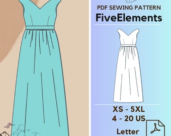 PDF Sewing Pattern Women's Linen Dress Vintage Ruffle Dress Short Sleeve Summer Dress Sewing Pattern