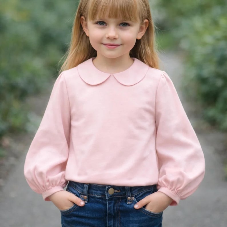 Girls Blouse Sewing Pattern PDF | Peter Pan Collar Top With Puff ...