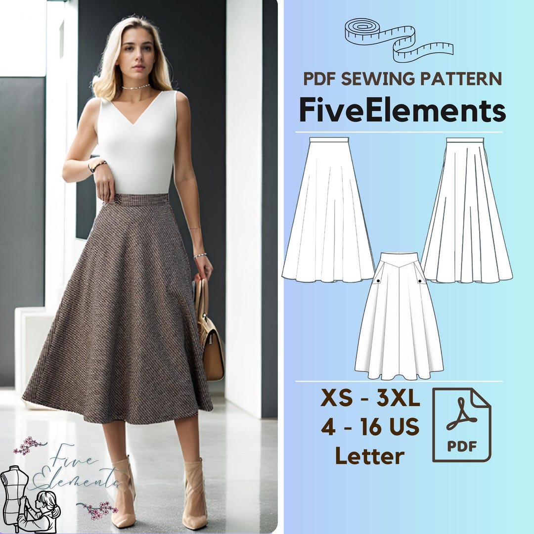 Women Maxi Skirt PDF Sewing Pattern Bundle High Waist Skirt PDF Pattern Bundle Set of 3 Etsy