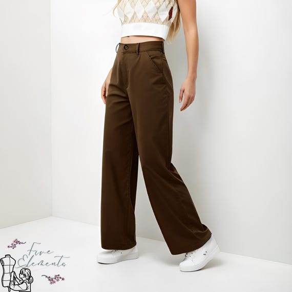 Pants Sewing Pattern PDF Women Pants Pattern Straight Leg High