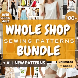 Whole Shop Bundle Sewing Pattern Blouses Dresses Tops Pants Jumpsuits Rompers Skirts Sewing Patterns Unlimited Access Sewing Patterns