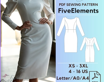 A-line Long Sleeve Dress Sewing Pattern (PDF) - Etsy A-line Long Sleeve Dress Sewing Pattern (PDF) - Etsy