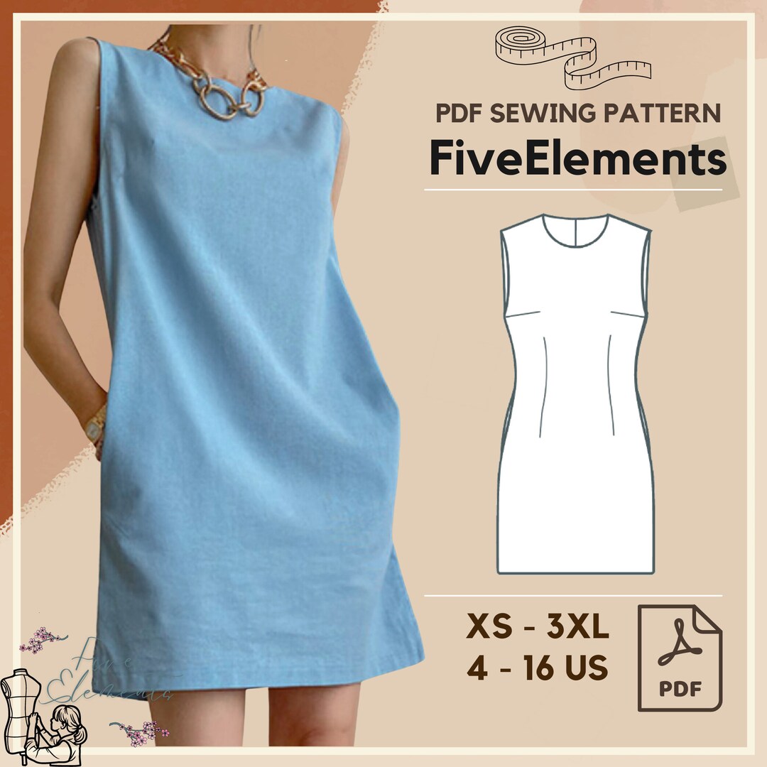 Summer Linen Dress PDF Sewing Pattern Women Above Knee Dress Pattern No ...
