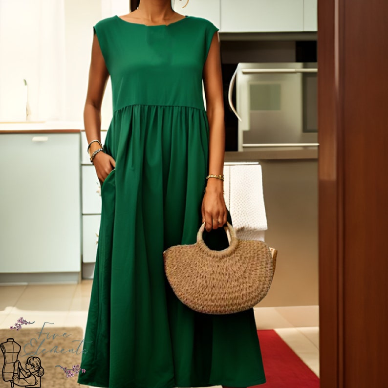 Women Linen Dress PDF Sewing Pattern Vintage Ruffled Dress Sewing Pattern Summer Dress Short Sleeve image 7