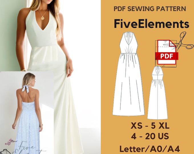Halter Cut Out Dress Sewing Pattern PDF Size 00-12 - Etsy Canada