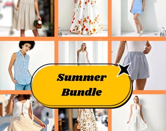 Paquete de patrones de verano / Patrón de pantalones cortos / Patrón de vestido / Patrón de falda / Patrón de blusa / Patrón de costura para principiantes en PDF
