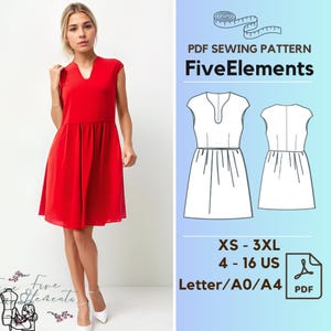 Women V Neck SleeveLess Dress PDF Sewing Pattern Formal Maxi Dress Sewing Pattern Bridesmaid Dress