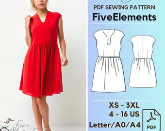 Vestido feminino com decote em V e sem mangas, padrão de costura em PDF, vestido longo formal, padrão de costura, vestido de dama de honra