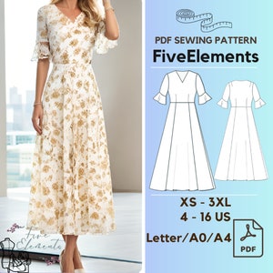Casual Loose Linen Dress PDF Pattern Easy Sewing Pattern Cottagecore Dress Ruffle Dress