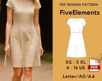 A-line Linen Dress Sewing Pattern: Beginner Friendly PDF With Bust Darts -  Etsy