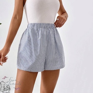Chestnut Lace Splicing Drawstring Elastic Waist Loose Linen Shorts