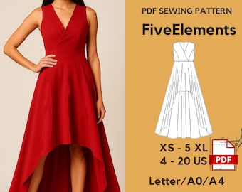 Halter Neck Hi-low Dress Sewing Pattern (PDF) - Etsy