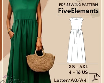 Women Linen Dress PDF Sewing Pattern Vintage Ruffled Dress Sewing Pattern Summer Dress Short Sleeve