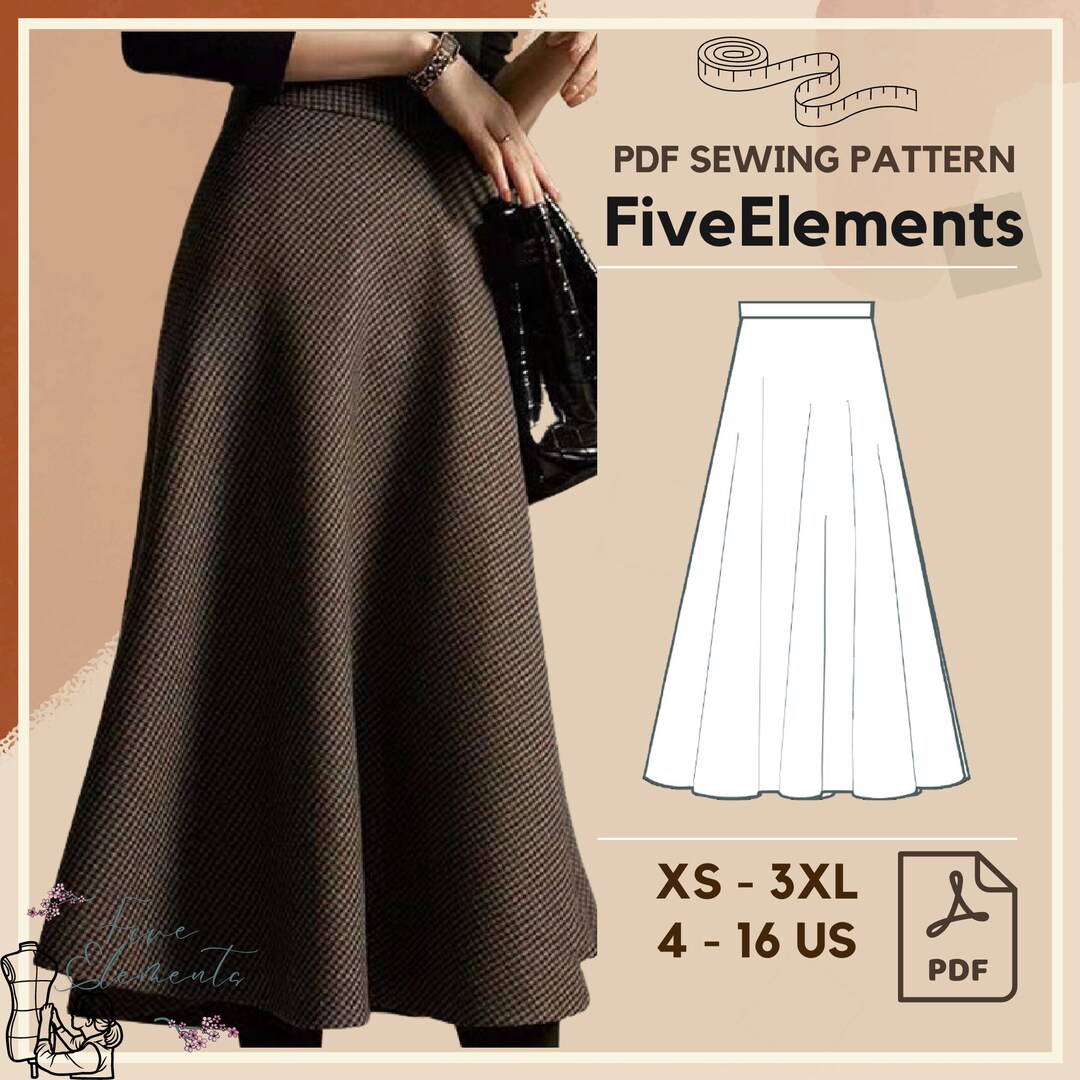 Women Linen Skirt PDF Sewing Pattern Long Wool Skirt Sewing - Etsy