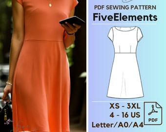 Einfaches Kleid Schnittmuster PDF Easy Sewing Pattern Frauen Baumwolle Leinen