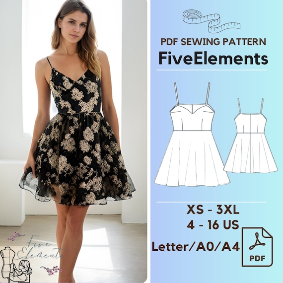 v neck formal dress pattern A-line dress with V-neck Women Clothing Dress Sewing Pattern Sewist