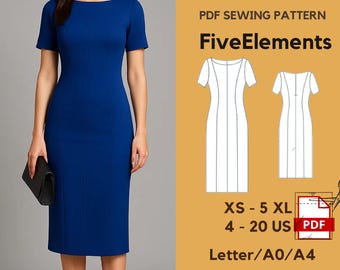 Fitted Sleeveless Sheath Dress Sewing Pattern: Minimalist Bodycon (PDF  Pattern, XS-4XL) - Etsy