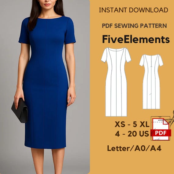 fitted sheath dress pattern Ruby Dress PDF Pattern main image 0