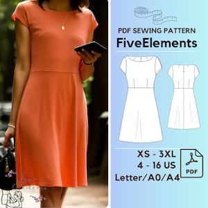 Simple Dress Sewing Pattern PDF Easy Sewing Pattern Women Cotton Linen