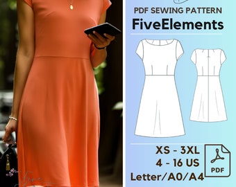 Simple Dress Sewing Pattern PDF Easy Sewing Pattern Women Cotton Linen