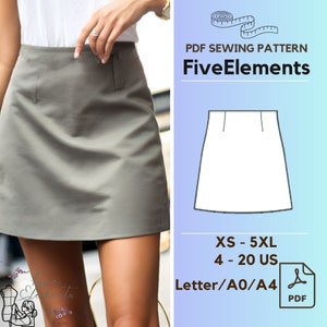 Mini Skirt Sewing Pattner, Women Summer Skirt PDF Sewing Pattern, Women Clothing Pattern