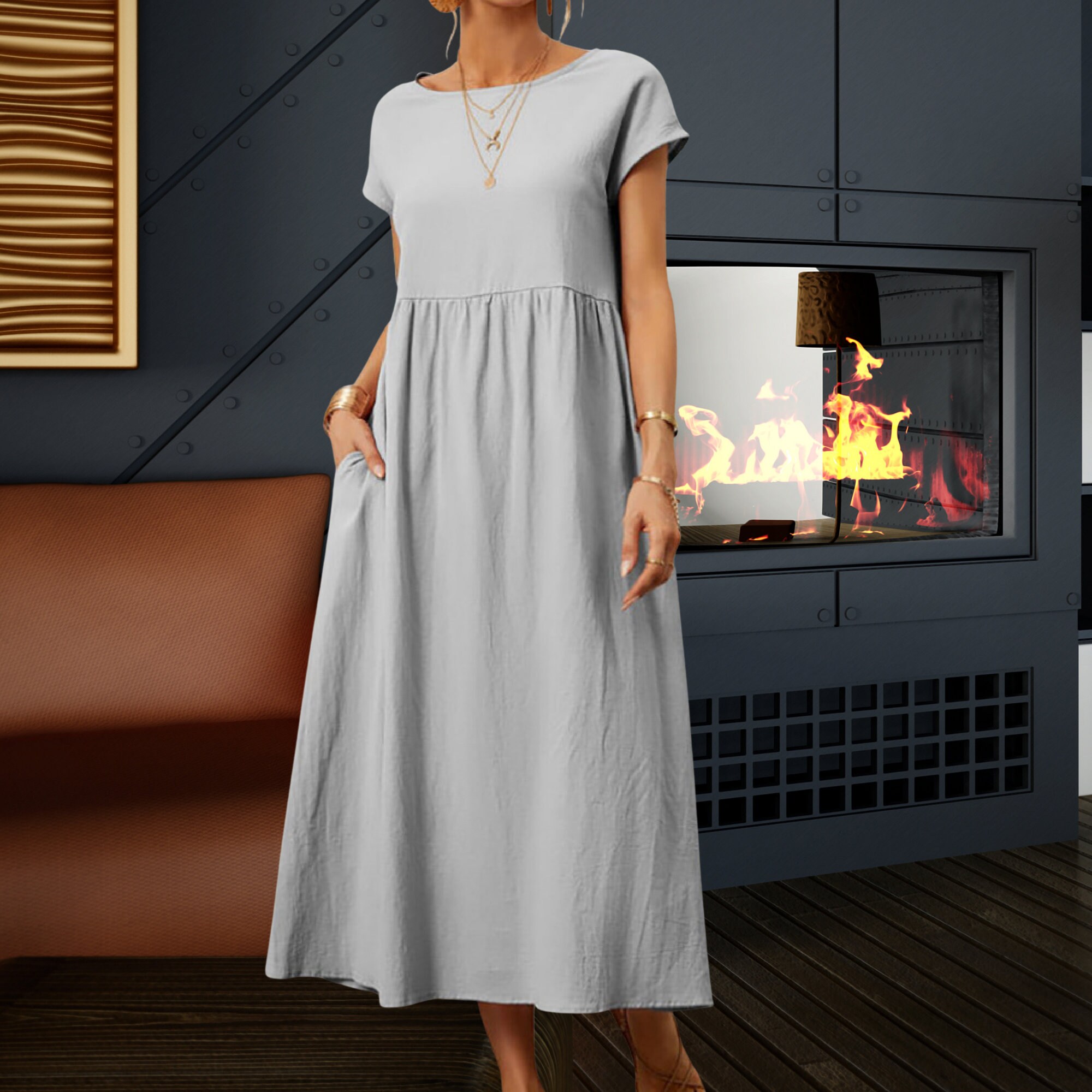 Women Linen Dress PDF Sewing Pattern Vintage Ruffled Dress - Etsy Australia