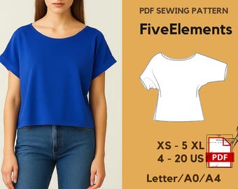 Top Sewing Pattern | Blouse Sewing Pattern | Basic Boxy Top Sewing Pattern | Japanese Sleeve Pattern | Beginner-Friendly Blouse PDF