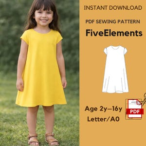 Girls Dress Sewing Pattern PDF | Simple Summer Dress for Kids | Toddler & Girls Dress Pattern Age 2–16 | Instant Download