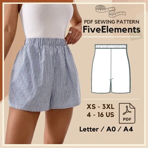 Women Loose Linen Shorts PDF Sewing Pattern Elastic Waist Shorts PDF Pattern Etsy