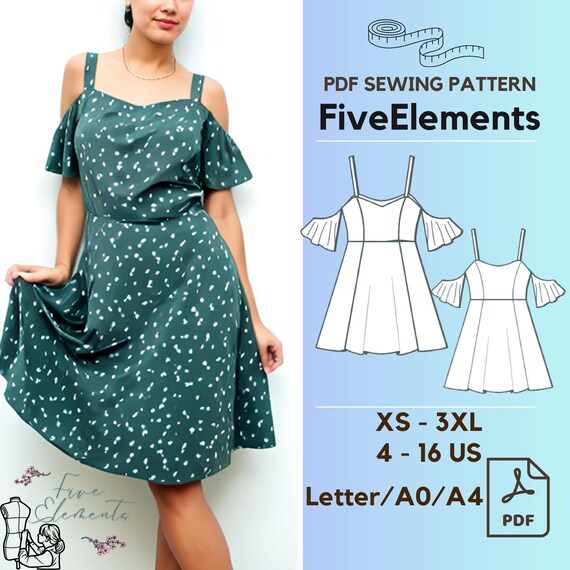 Ruffle Maxi Summer Dress Sewing Pattern off Shoulder Casual Dress PDF Pattern Circle Dress Etsy