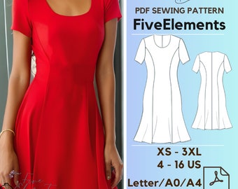 Schlichtes Mini Kleid PDF Schnittmuster | Sommer lässig Rüschen Kleid Muster | Schnittmuster
