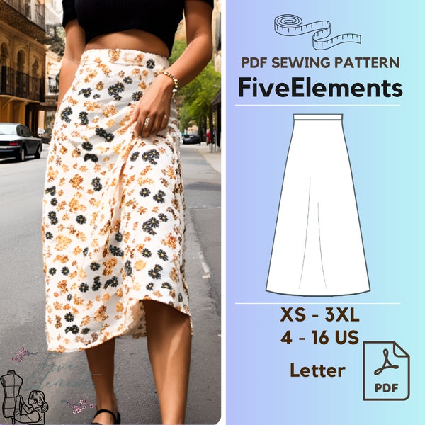 Maxi Skirt Sewing Pattern Women Harajuku Long Skirt PDF Sewing Pattern A Line Skirt