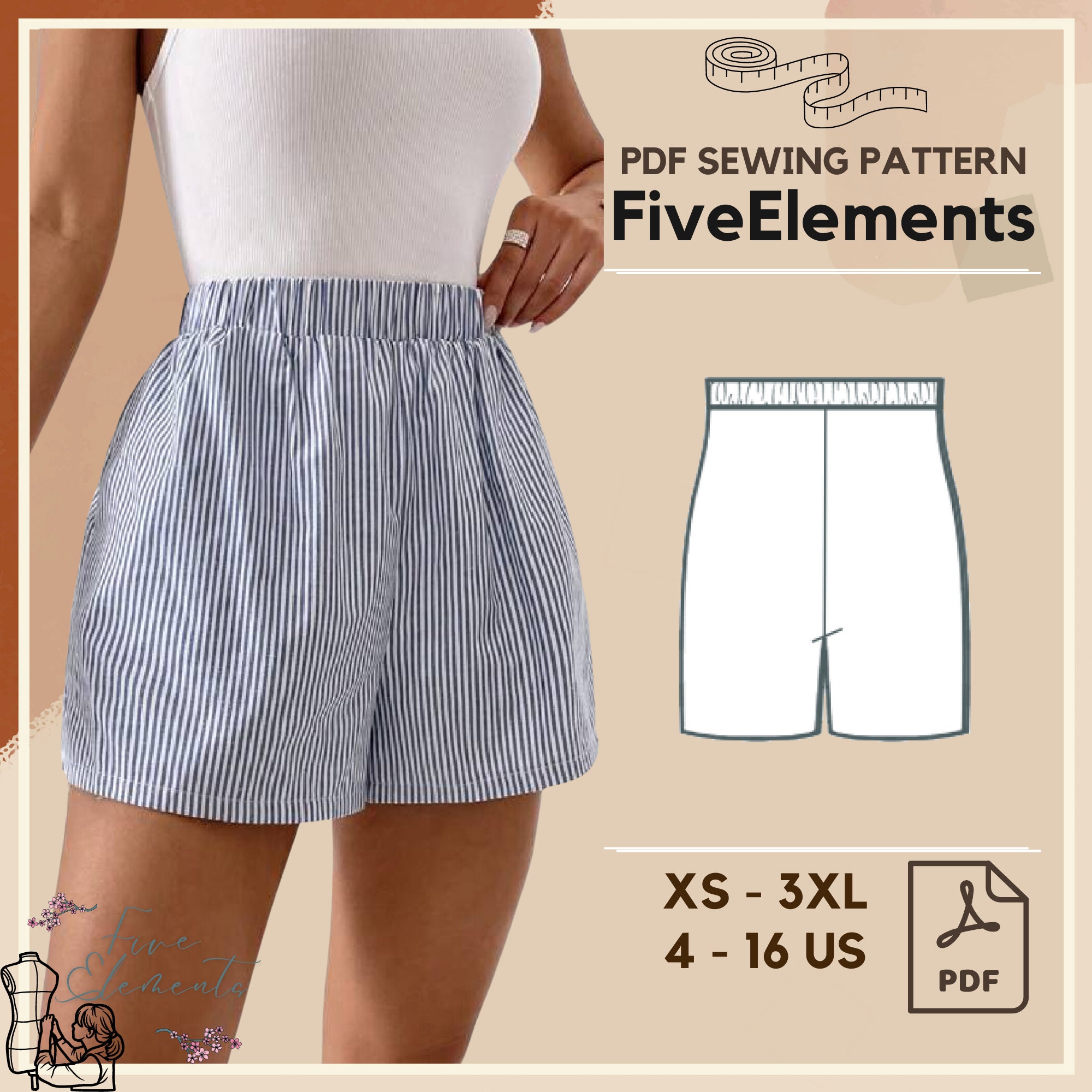 Linen Elastic Waist Shorts Premium Linen Clothing for Women 