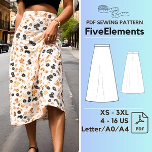 Maxi Skirt Sewing Pattern Women Harajuku Long Skirt PDF Sewing Pattern A Line Skirt