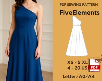 One Shoulder Maxi Dress Sewing Pattern, XS-4XL (PDF Pattern) - Etsy One Shoulder Maxi Dress Sewing Pattern, XS-4XL (PDF Pattern) - Etsy