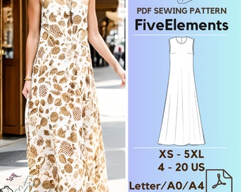 Women Off Shoulders Dress PDF Pattern Cottagecore Floral Cotton Dress Pattern Maxi Ruffle Dress