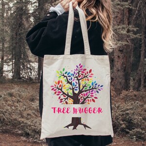 Tree Hugger Canvas Tote Bag, Tree Lover Bag, Outdoor Lover Gift, Nature Lover Gift