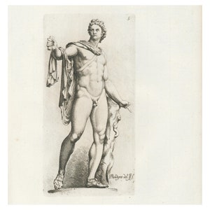Antique Apollo Belvedere Engraving by Jan de Bisschop, 1671