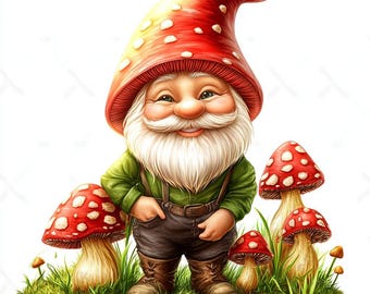 25 Garden Gnome Digital Clipart | High-Resolution | Fun & Colorful Designs for Card Making, Junk Journals | Instant Digital Download